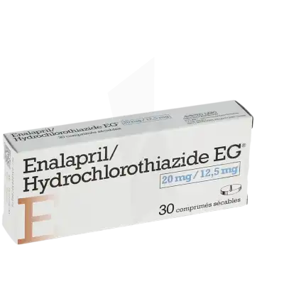 ENALAPRIL/HYDROCHLOROTHIAZIDE EG 20 mg/12,5 mg, comprimé sécable