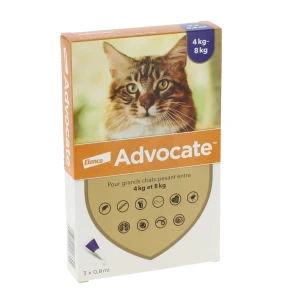 Advocate 80 Mg + 8 Mg Solution Pour Spot-on Pour Grands Chats, Solution Pour Spot-on