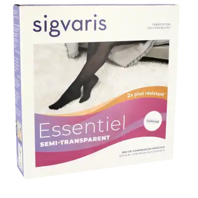 Sigvaris Essentiel Semi-transparent Bas Auto-fixants  Femme Classe 2 Noir Small Normal à CHAMBÉRY