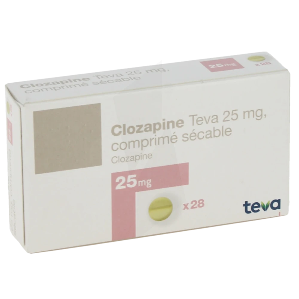 Clozapine Teva 25 Mg, Comprimé Sécable