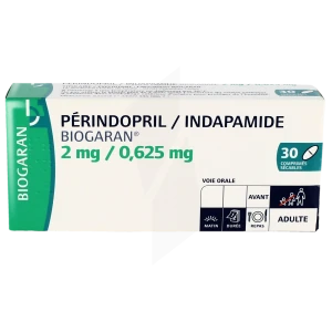 Perindopril/indapamide Biogaran 2 Mg/0,625 Mg, Comprimé Sécable