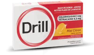 Drill Pastilles Miel Citron Sans Sucre édulcorée à L'isomalt Et à L'acésulfame Potas Plq/24 à Saint-Calais