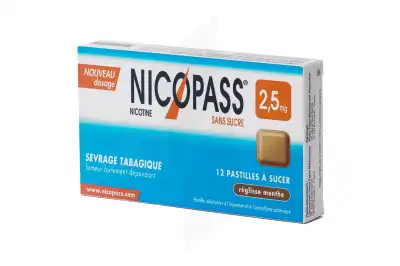 Nicopass Menthe Fraicheur 2,5 Mg Sans Sucre, Pastille édulcorée à L'aspartam Et à L'acésulfame Potassique à VITRE