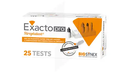 Exacto Streptatest Test De Diagnostic Rapide Angine à Streptocoque A B/25 à PODENSAC