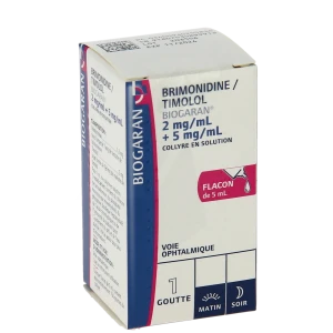 Brimonidine/timolol Biogaran 2 Mg/ml + 5 Mg/ml, Collyre En Solution