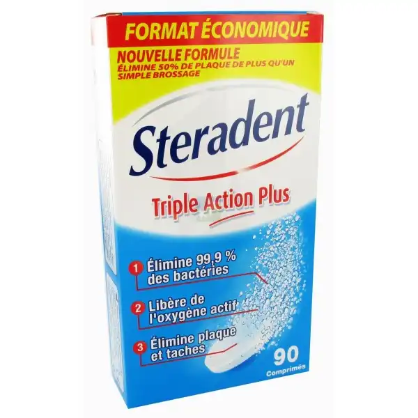 Steradent Nettoyant Triple Action, 90 Comprimés