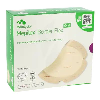 Mepilex Border Flex Oval Pansement Hydrocellulaire Adhésif Stérile Siliconé 10x12,5cm B/16 à Bordeaux