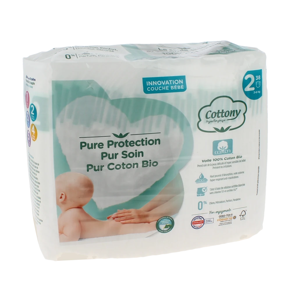 Cottony Couche Bébé T2 3-6kg B/38