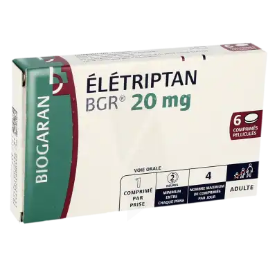 Eletriptan Bgr 20 Mg, Comprimé Pelliculé à TOULON