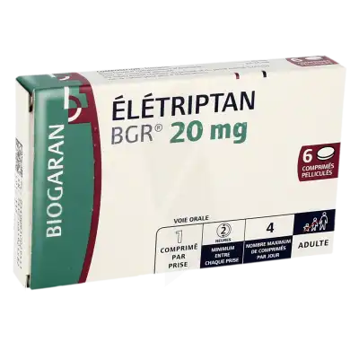 Eletriptan Bgr 20 Mg, Comprimé Pelliculé à Bassens