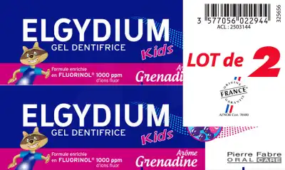 Elgydium Dentifrice Kids Grenadine Lot De 2 X 50ml à Bordeaux