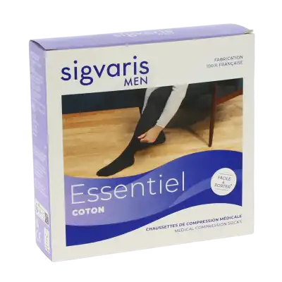 Sigvaris Essentiel Coton Chaussettes  Homme Classe 2 Noir Large Normal à Égletons