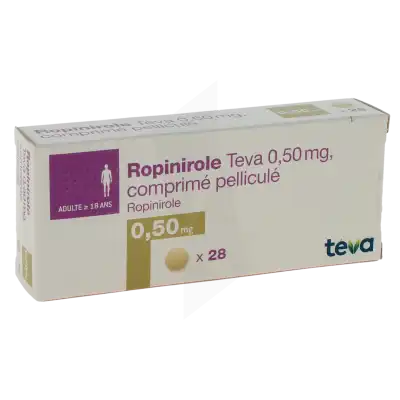 ROPINIROLE TEVA 0,50 mg, comprimé pelliculé