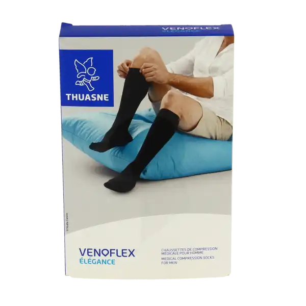 Thuasne Venoflex Elegance 2 Chaussette Maille Côtelée Homme Gris T2n