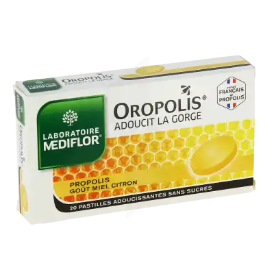 Oropolis Pastilles Sans Sucre Adoucissante Miel Citron B/20 à Paris