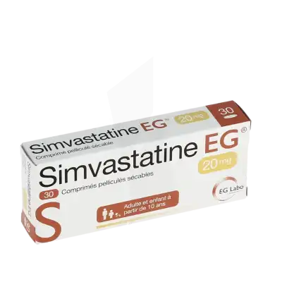 Simvastatine Eg 20 Mg, Comprimé Pelliculé Sécable à Nice