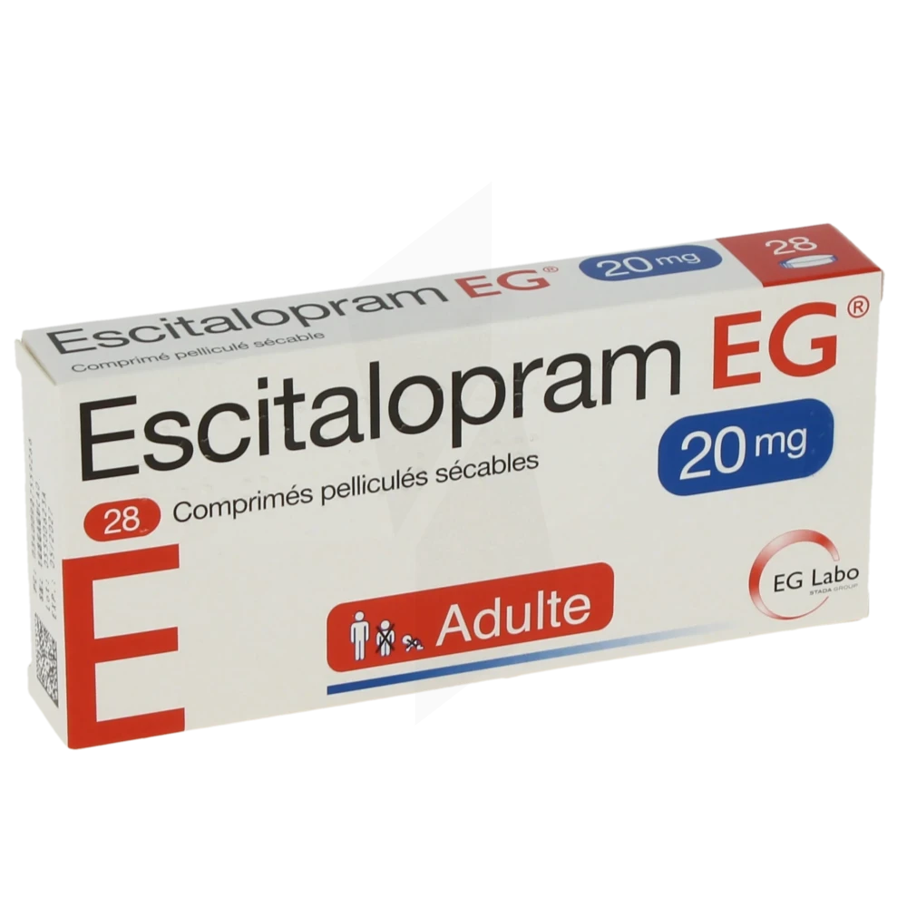 Escitalopram Eg 20 Mg, Comprimé Pelliculé Sécable