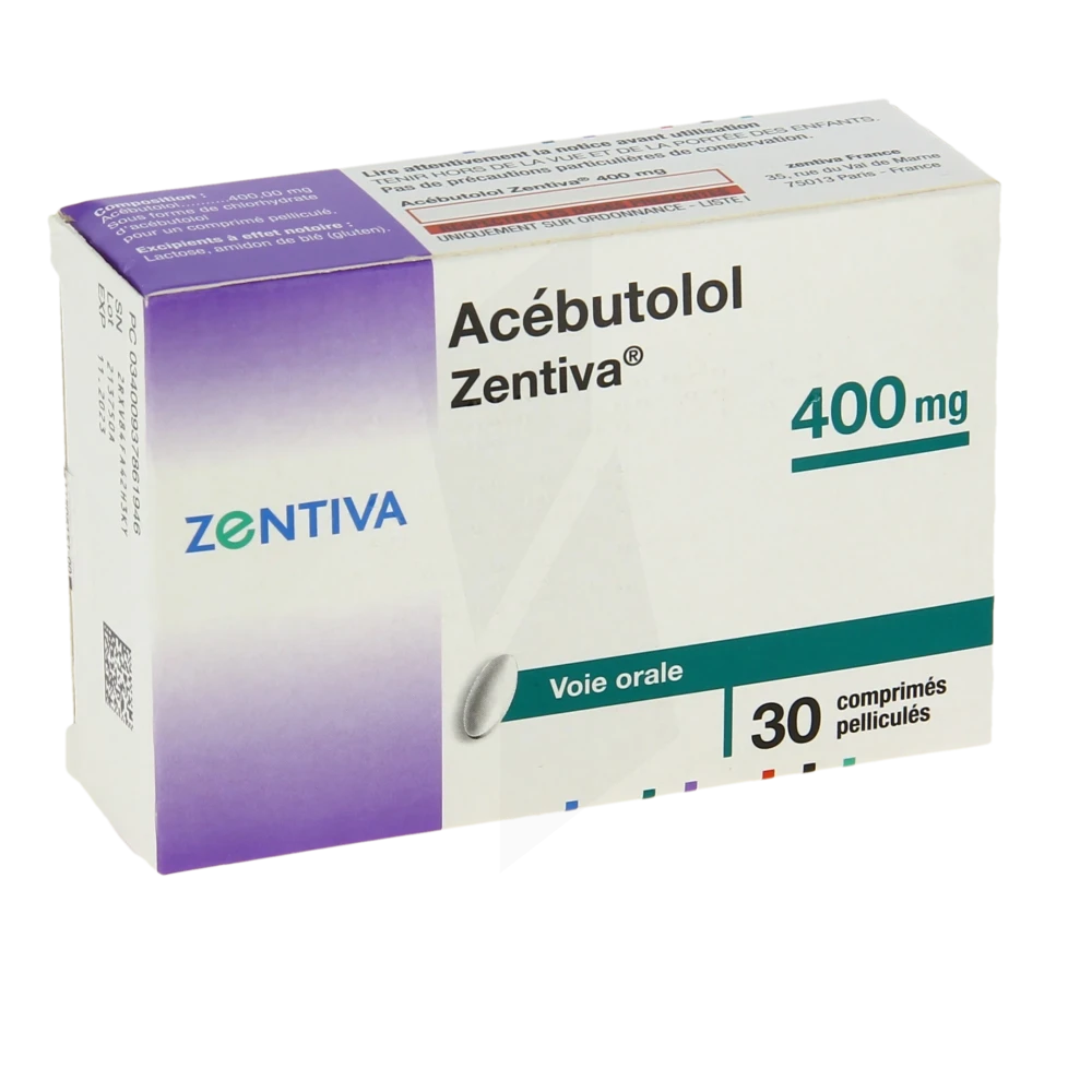 Acebutolol Zentiva 400 Mg, Comprimé Pelliculé