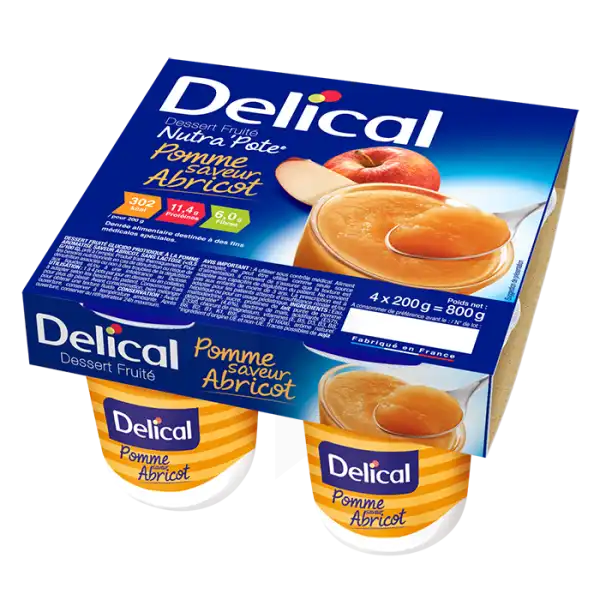 Delical Nutra'pote Nutriment Pomme Abricot 4pots/200g