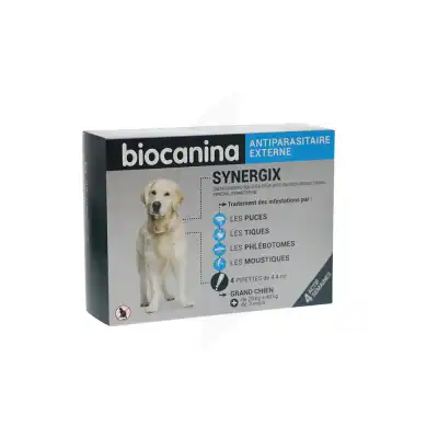 Biocanina Synergix 268mg/2400mg Solution Pour Spot-on Grand Chien 4 Pipettes/4,4ml à JOINVILLE-LE-PONT