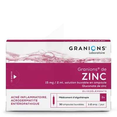 Granions De Zinc 15 Mg/2 Ml Solution Buvable 30 Ampoules/2ml à VANNES