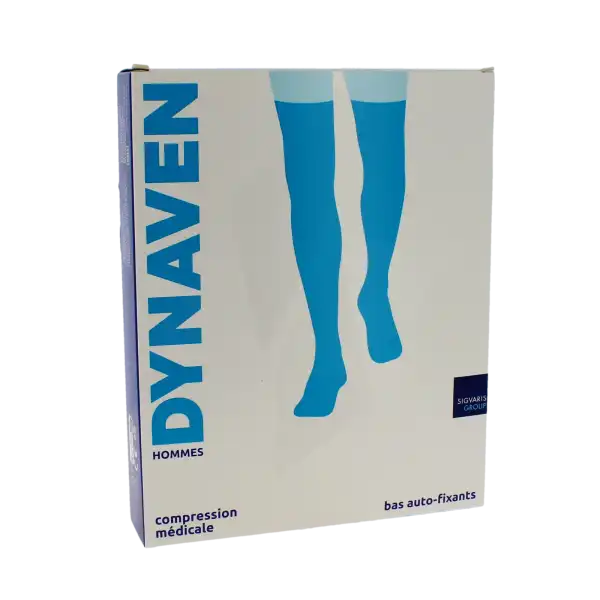 Sigvaris Dynaven Semi-opaque Fin Bas Auto-fixants Pied Ouvert Classe 2 Homme Noir Normal M