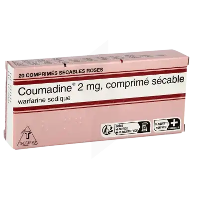 Coumadine 2 Mg, Comprimé Sécable à Paris
