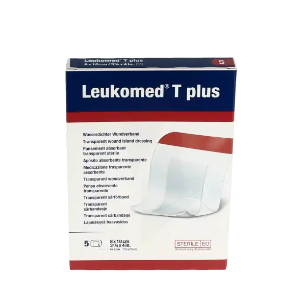 Leukomed T Plus Pansement Adhésif Stérile Avec Compresse Transparent 8x10cm B/5