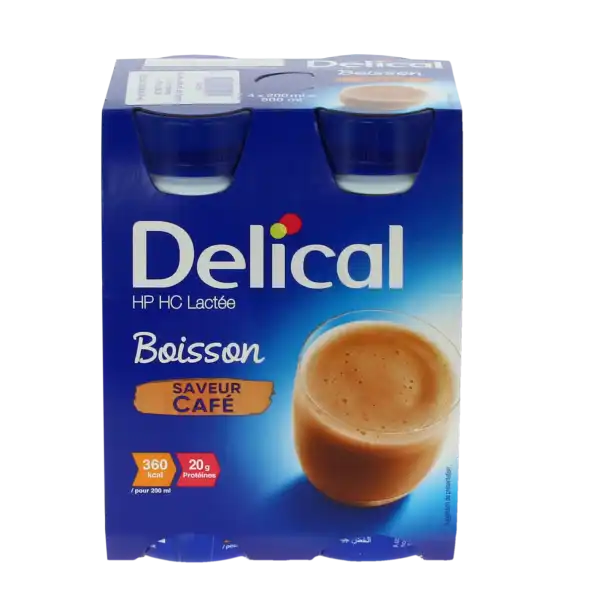 Delical Boisson Hp Hc Lactée Nutriment Café 4 Bouteilles/200ml