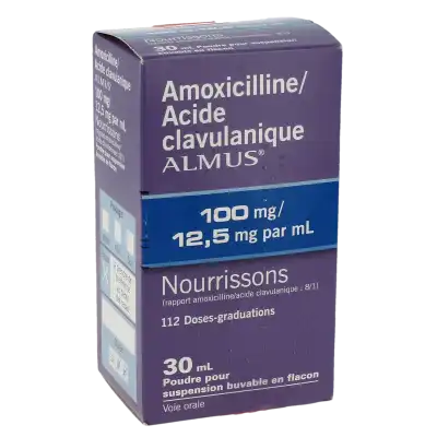 Amoxicilline Acide Clavulanique Almus 100 Mg/12,5 Mg Par Ml Nourrissons, Poudre Pour Suspension Buvable (rapport Amoxicilline/acide Clavulanique : 8/1) à Abbeville