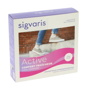 Sigvaris Active Confort FraÎcheur Chaussettes  Femme Classe 2 Écru Small Normal