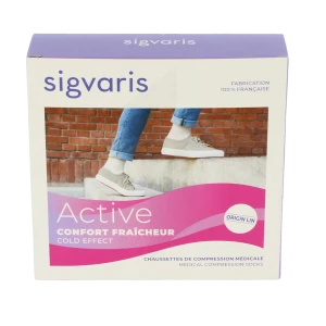 Sigvaris Active Confort FraÎcheur Chaussettes  Femme Classe 2 Écru Xsmall Normal