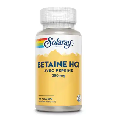 Solaray Betaïne HCI avec pepsine 250mg Capsules végétales B/60