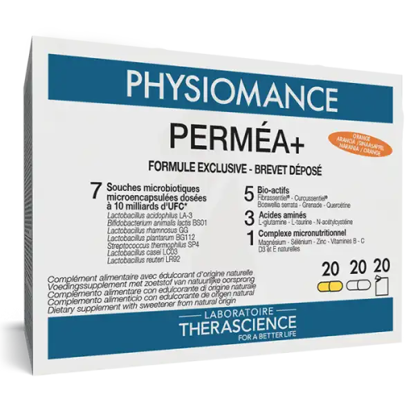 Therascience Physiomance Perméa+ Orange Avec Microbiote Poudre + Gélules B/20+20+20