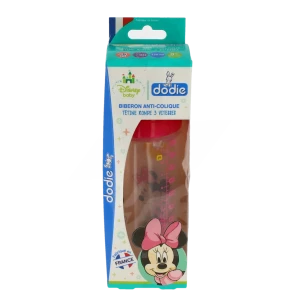 Dodie Disney Initiation+ Biberon Tétine 3 Vitesses Débit 3 +6mois Minnie Fushia 330ml