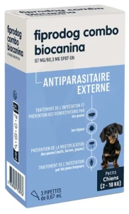 Fiprodog Combo 67 Mg/60,3 Mg Solution Pour Spot-on Pour Petits Chiens 3pipettes/0,5ml