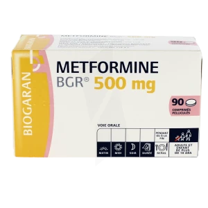 Metformine Bgr 500 Mg, Comprimé Pelliculé