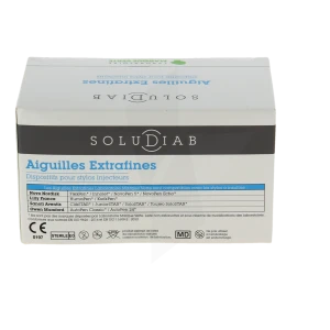 Soludiab Aiguilles Stylos Insuline 8mm Extrafines 32g  Bt100