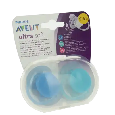 AVENT Sucette ultra douce silicone 0-6mois boy B/2