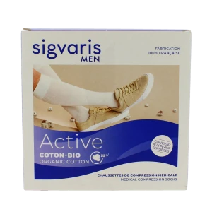 Sigvaris Active Coton Bio 55% Chaussette Classe 2 Homme Noir Normal L