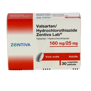 Valsartan Hydrochlorothiazide Zentiva Lab 160 Mg/25 Mg, Comprimé Pelliculé