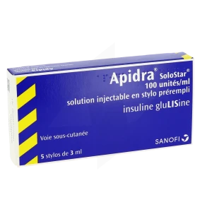 Apidra Solostar 100 Unités/ml, Solution Injectable En Stylo Prérempli