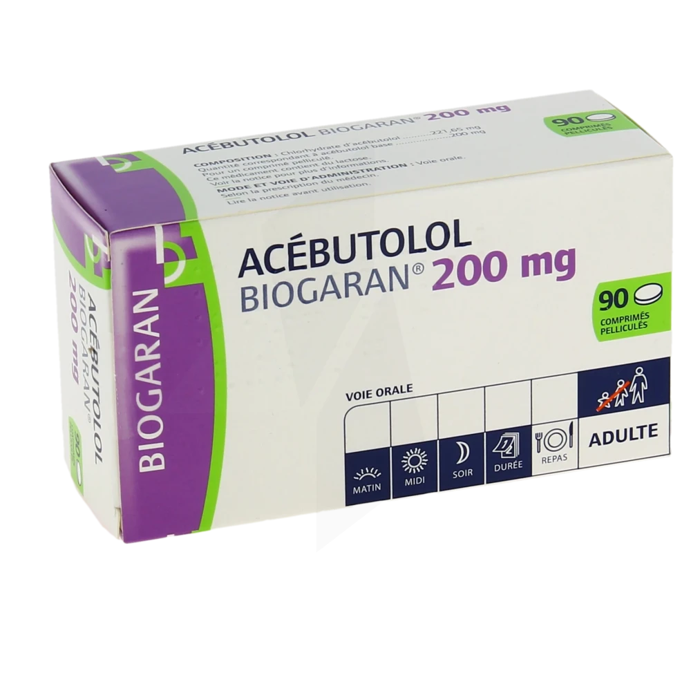 Acebutolol Biogaran 200 Mg, Comprimé Pelliculé