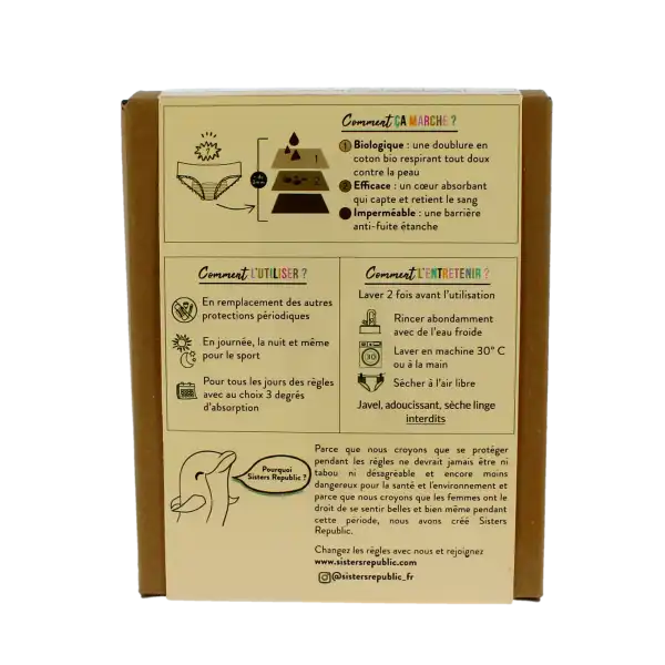 Sisters Republic Ginger Boxer Menstruelle Flux Super Txs