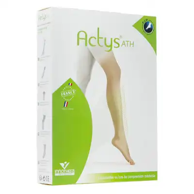 Actys® Ath Anti-thrombose Classe Ii Anti-thrombose Chaussettes Blanc Taille 1 Normal Pied Ouvert à Trelissac