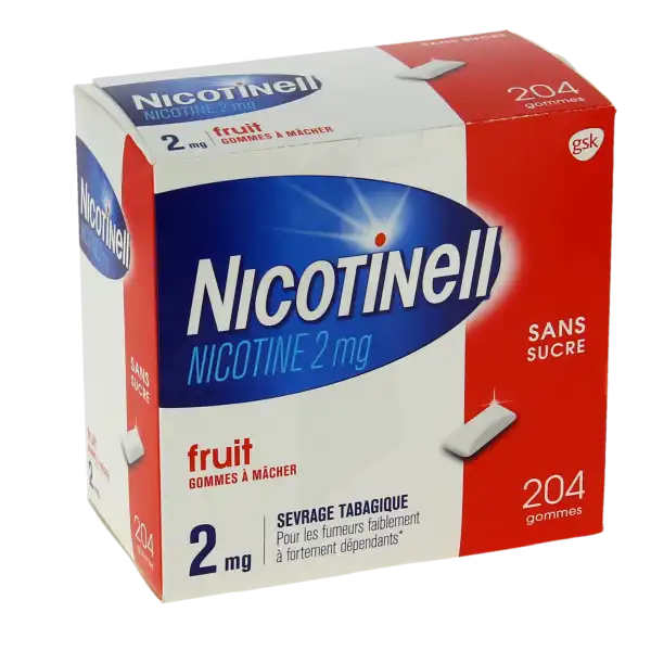 Nicotinell Fruit 2 Mg Sans Sucre, Gomme à Mâcher Médicamenteuse
