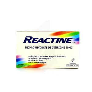 Reactine 10 Mg, Comprimé Pelliculé Sécable