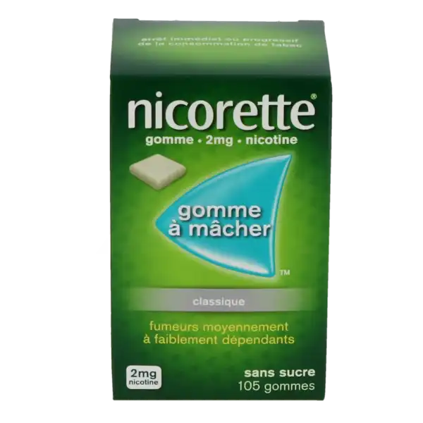 Nicorette 2 Mg Sans Sucre, Gomme à Mâcher Médicamenteuse édulcorée Au Sorbitol