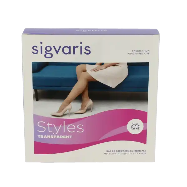 Sigvaris Styles Transparent Bas Auto-fixants  Femme Classe 2 Beige 120 X Large Normal