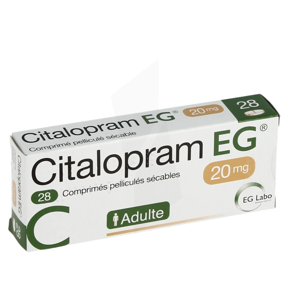 Citalopram Eg 20 Mg, Comprimé Pelliculé Sécable